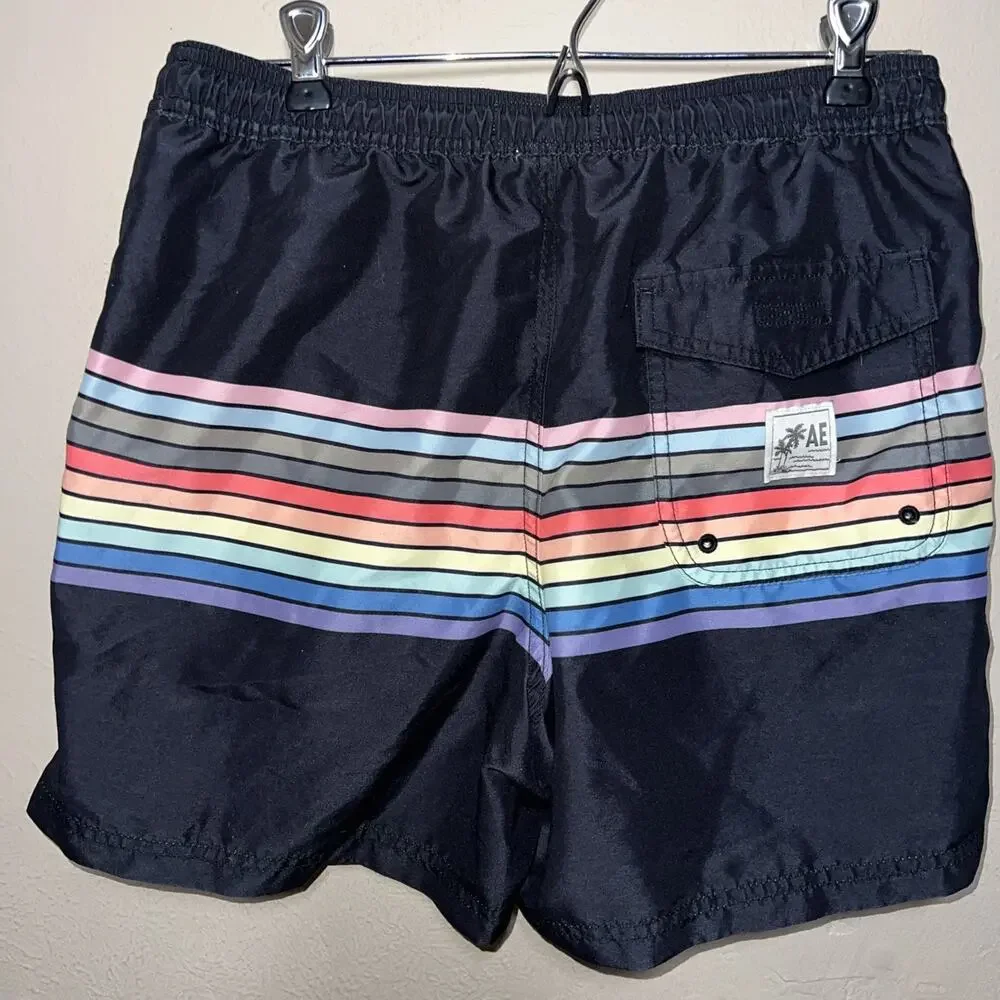 American Eagle Swim Trunk Size S Modern Retro Black Multicolor